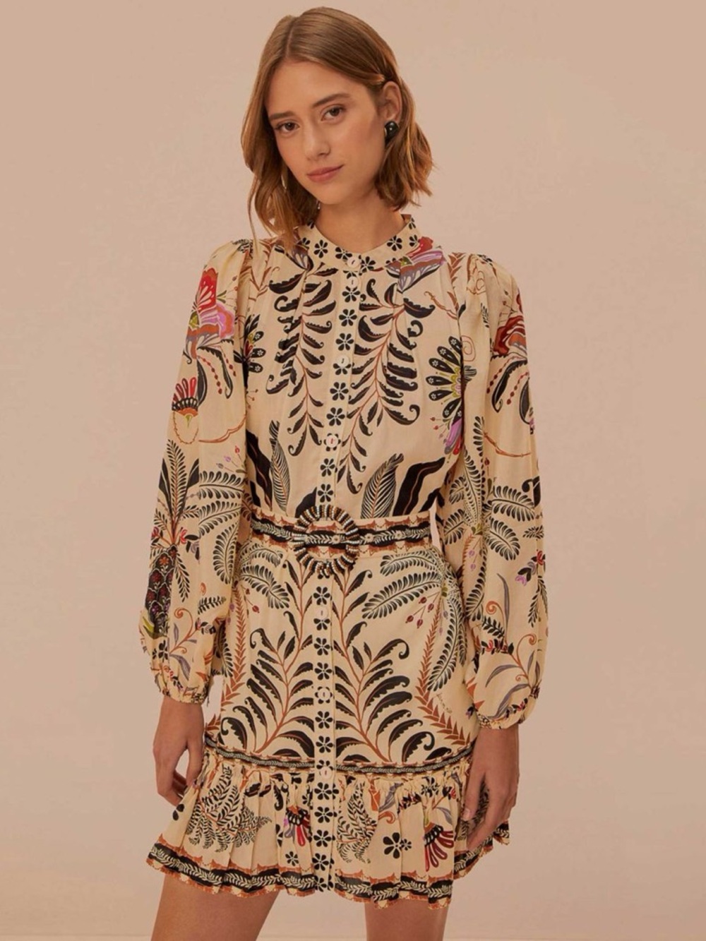 Farm Rio Classic Nature Sand Mini Dress Size Small NWT